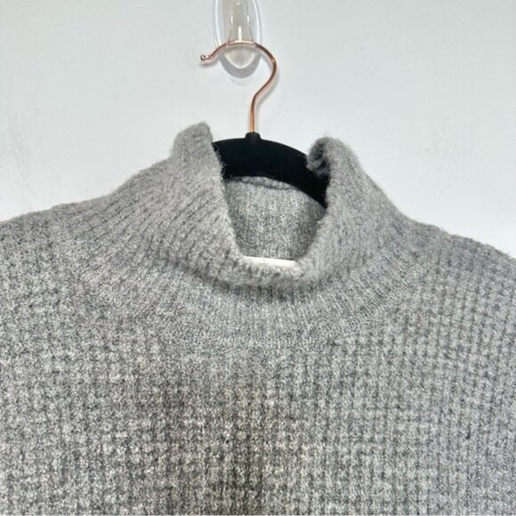 Madewell Gray Waffle Knit Mock Neck Alpaca Wool Sweater - Picture 7 of 9